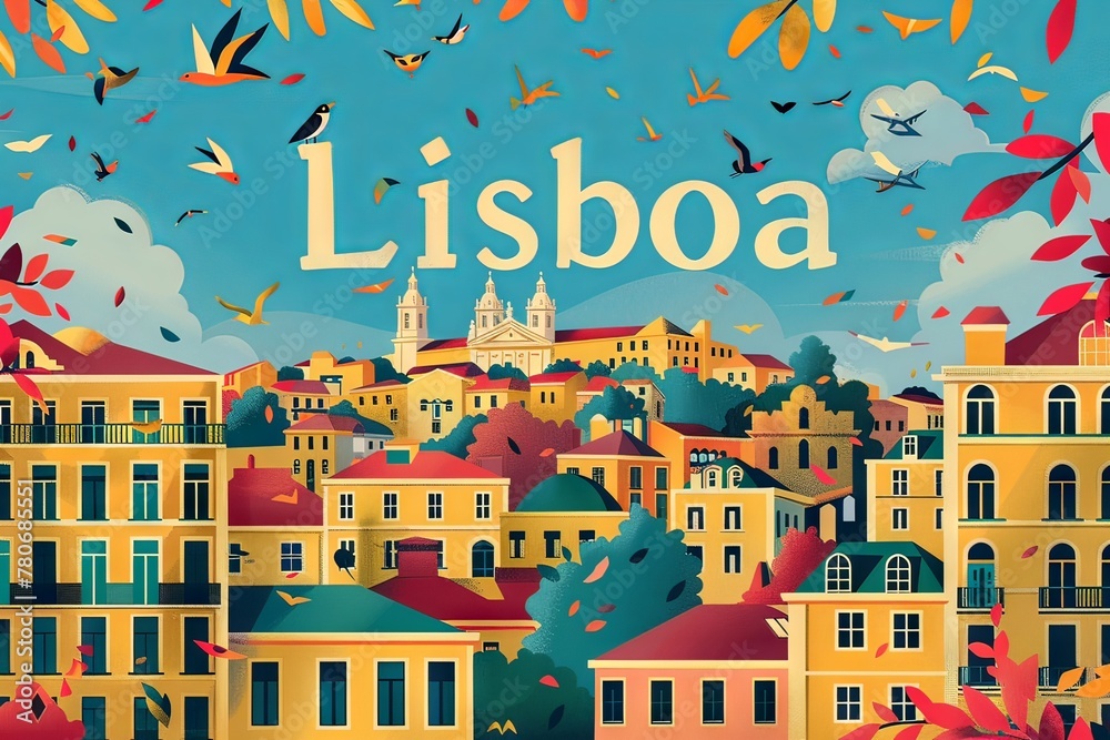 Minimalist Lineart City Poster of Lisboa

