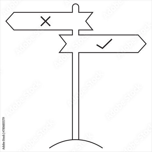 Signpost icon, direction icon vector isolated seet on white background.