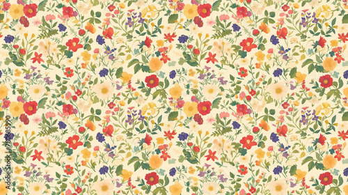 Country Garden,Rustic florals in a bright, seamless spread,