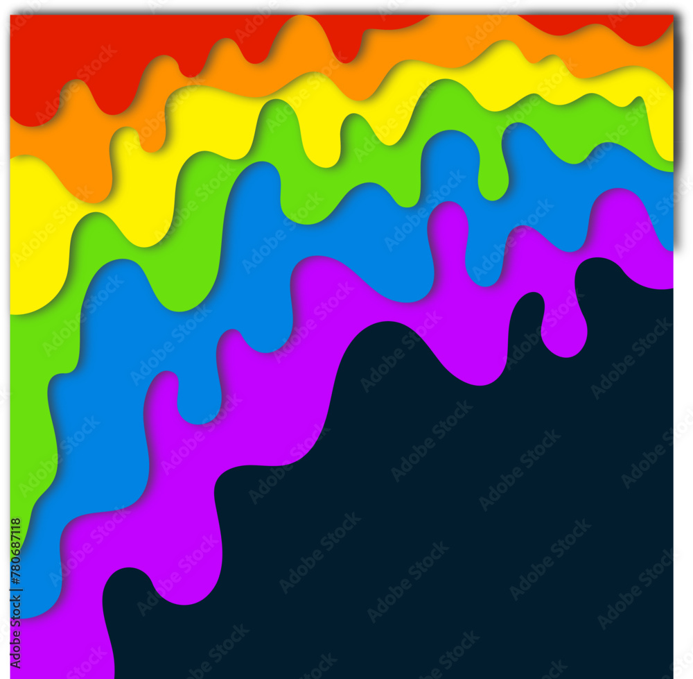 Waves and drops of colored paint, bright painting design Waves and drops of colored paint, bright painting design