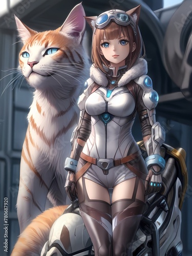 Ai genetae, Animation of a woman with a cat in the background 