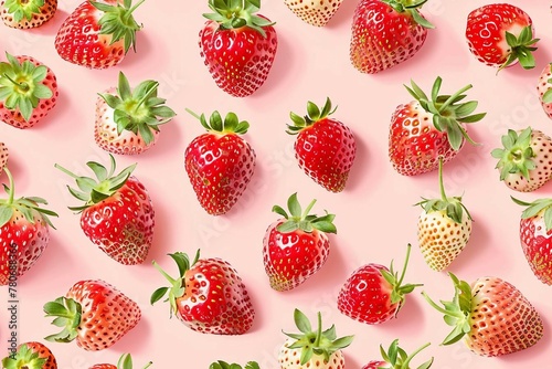 Seamless pattern with strawberries . boho fruit repeating pattern for nursery decor.
