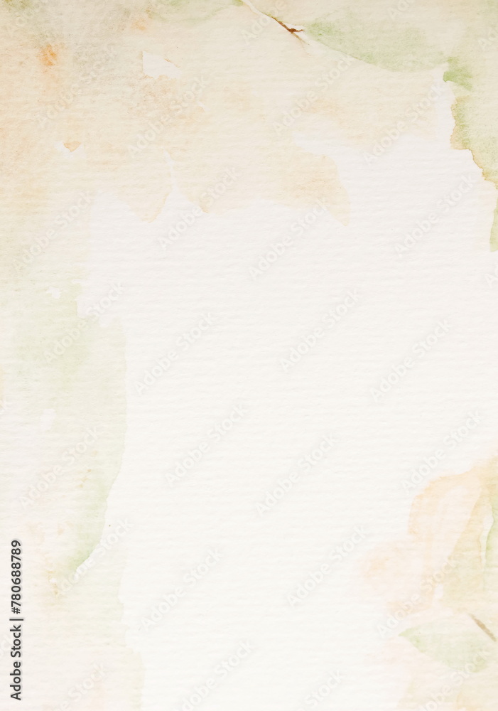 Watercolor texture. Abstract light green beige  minimalistic painting background. Template. Copy space