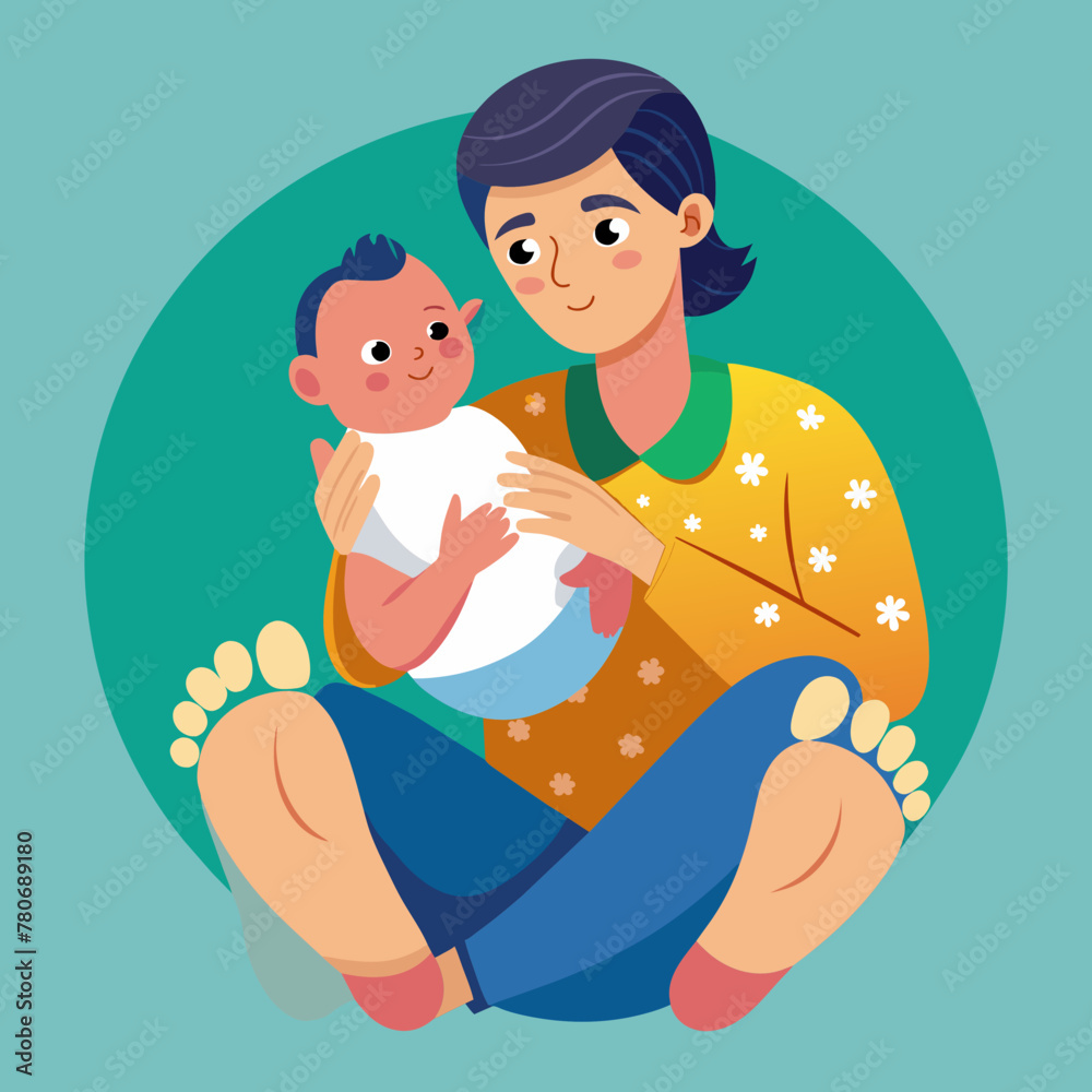 Naklejka premium Parent holding the feet of a newborn baby in his hands.