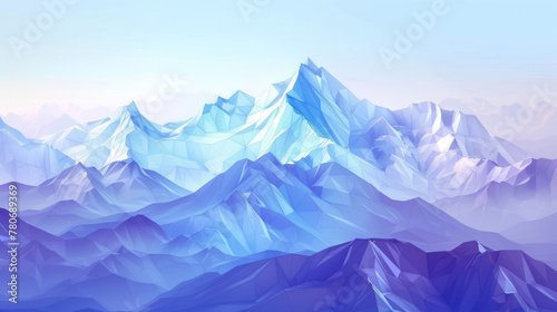 Abstract low poly landscape with mountain peaks and valleys for serene backdrops 