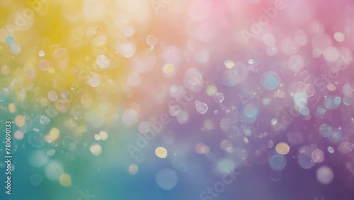 Abstract blur bokeh banner background. Candy-colored palette, bubblegum pink, lemon yellow, cotton candy blue, mint green, and lavender purple.