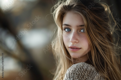Photo of a Beautiful Cute Teenage Girl, Generative AI