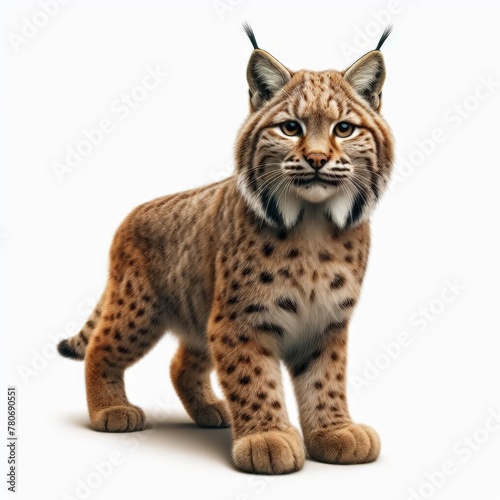 Image of isolated bobcat against pure white background, ideal for presentations 