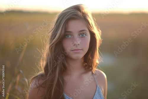 Photo of a Beautiful Cute Teenage Girl, Generative AI © Vig
