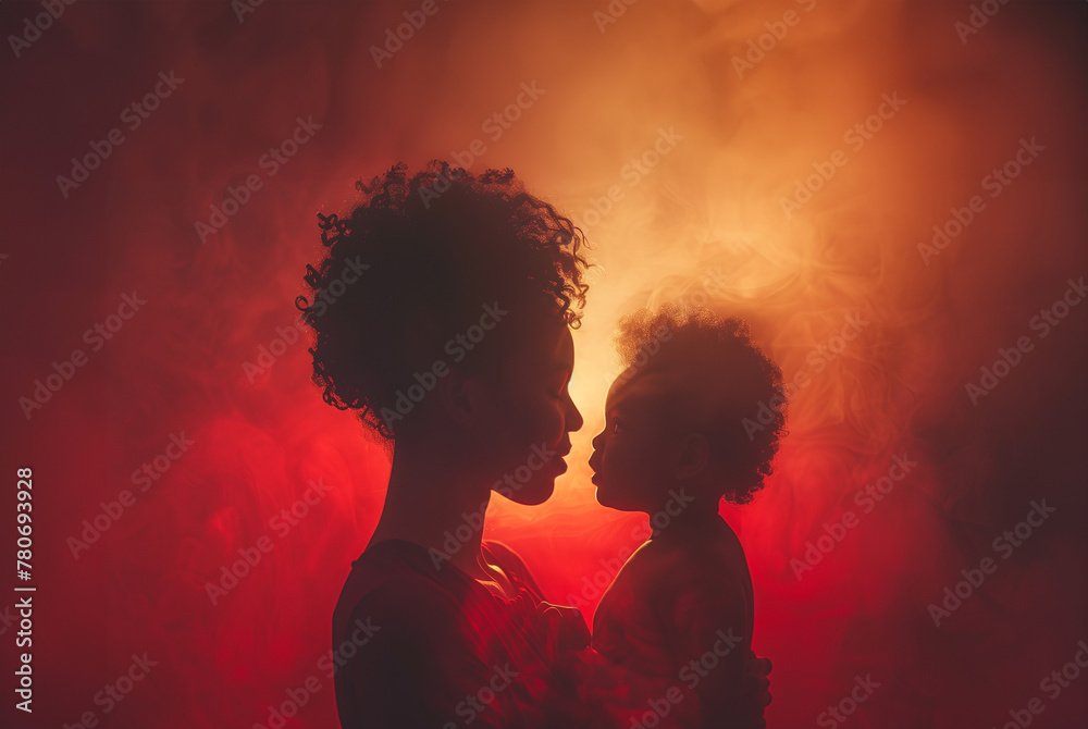 beautiful photography for mother's day, a mother with her children on abstract background