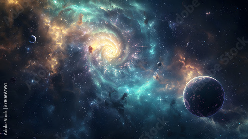 Space nebula. Illustration of the universe for use with projects on science, research, and education © Jan