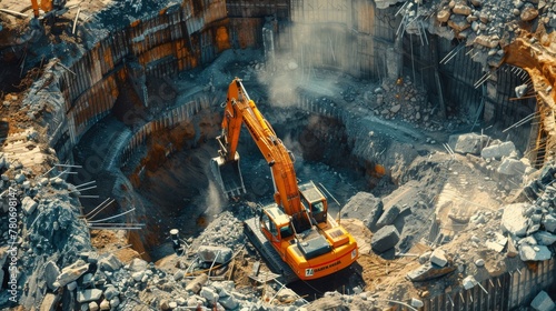 Guiding excavators with expertise, the engineer advances the ambitious real estate project