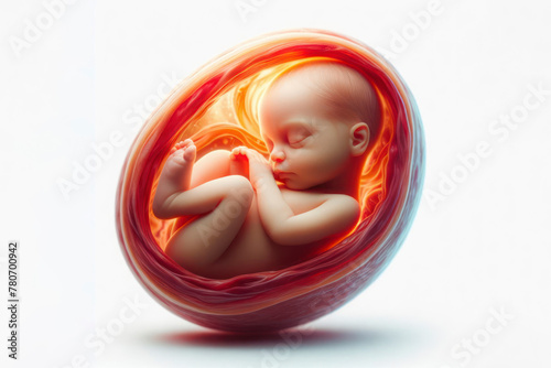 Baby in the womb during pregnancy on a white background