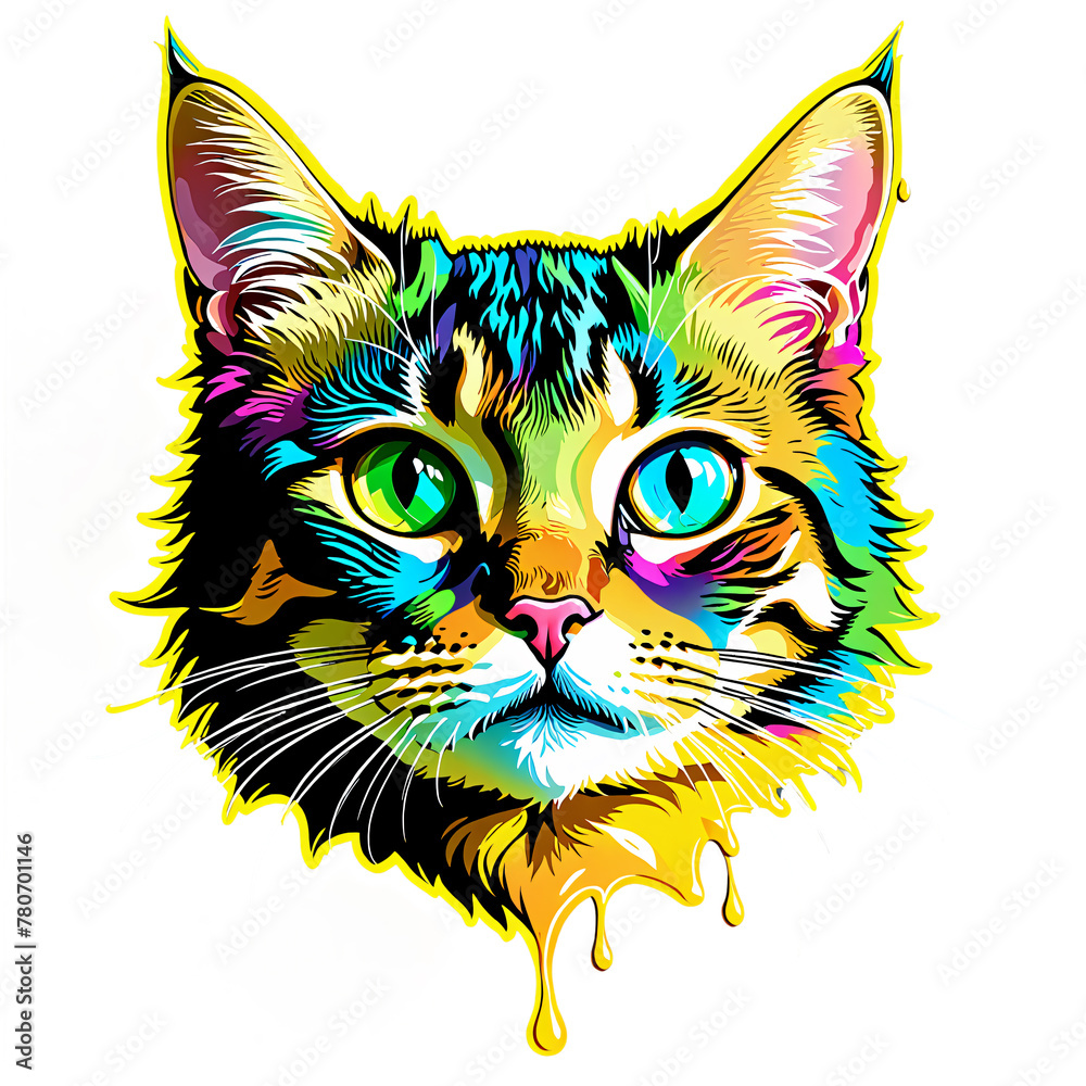Vibrant Neon Colored Fox Artwork. AI-generated