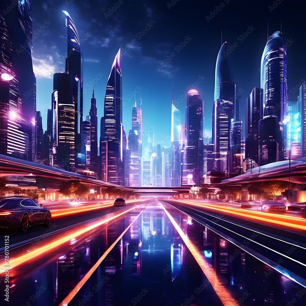 Fototapeta premium futuristic cityscape 3d modeling
