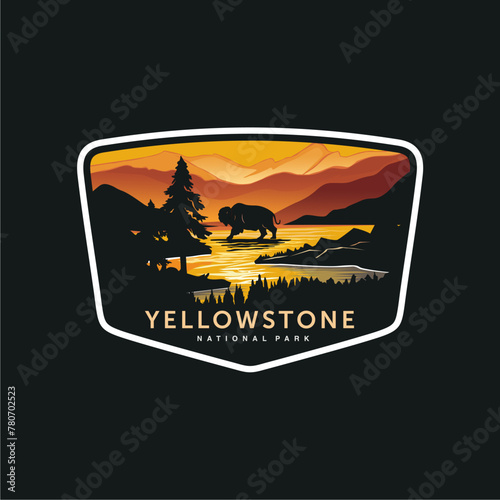 Emblem sticker patch logo illustration of Yellowstone National Park