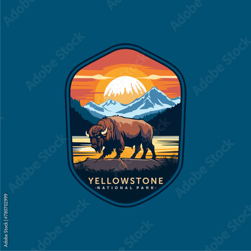 Emblem sticker patch logo illustration of Yellowstone National Park