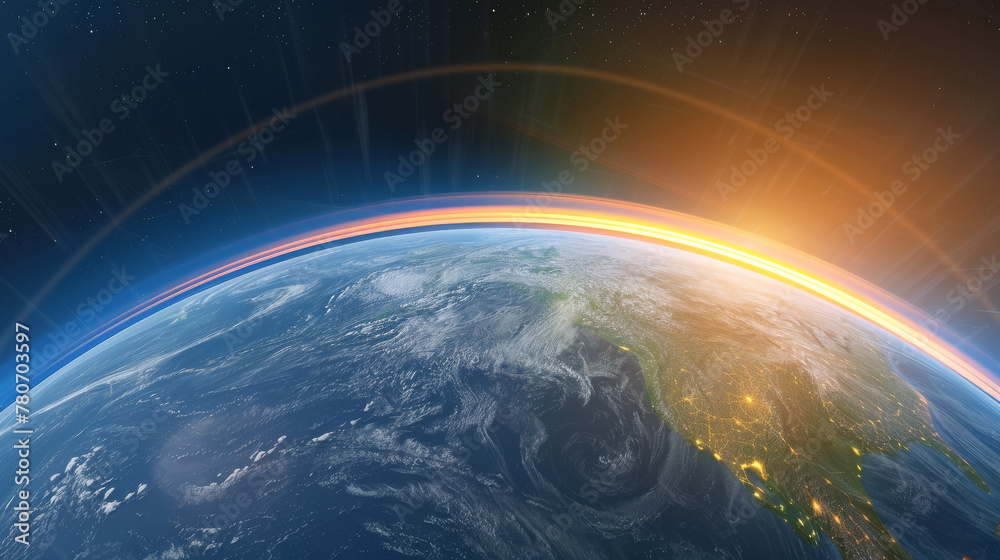 3D rendered model of Earth showcasing detailed atmospheric layers with a focus on the ozone layer