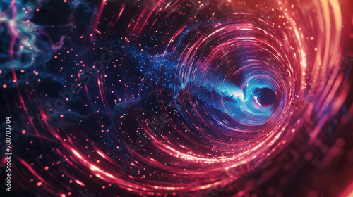 3D visualization highlighting the concept of a wormhole adjacent to a black hole