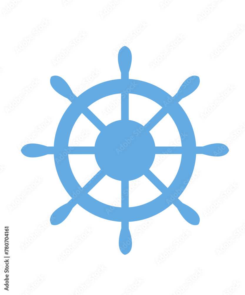 Obraz premium Ship wheel clip art design on plain white transparent isolated background for card, shirt, hoodie, sweatshirt, apparel, tag, mug, icon, poster or badge