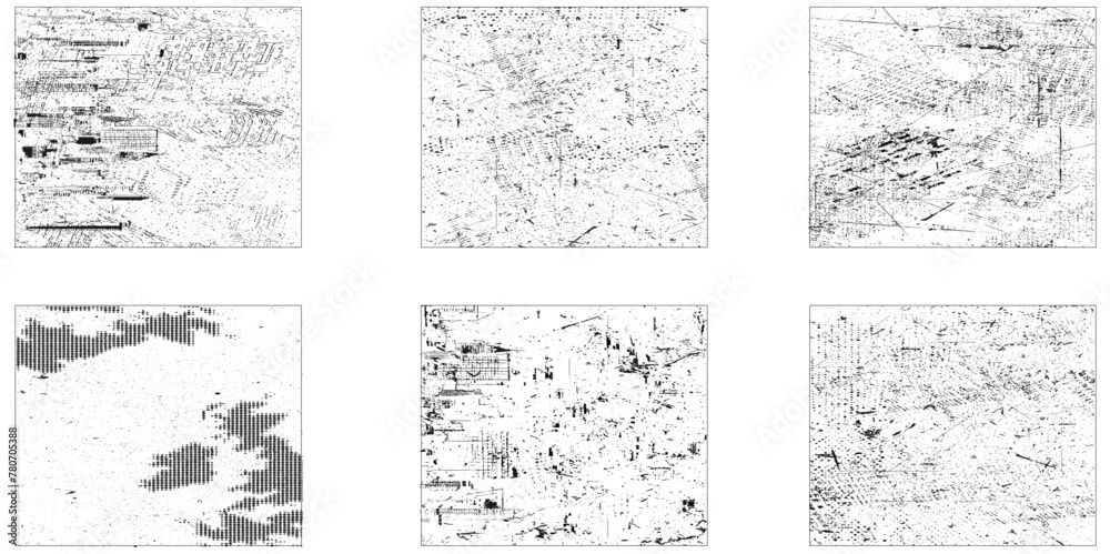 Obraz premium Concrete texture. Cement overlay black and white texture. Set of 6 grunge distressed texture background.