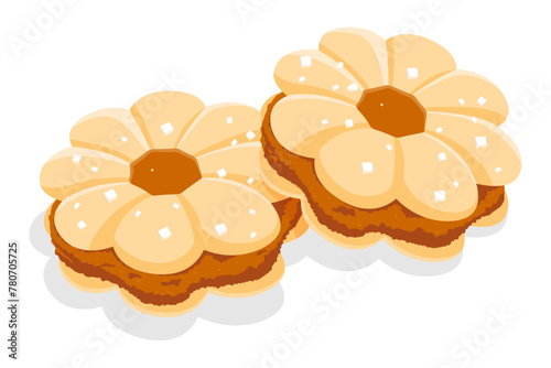 Pineapple jam flower shaped biscuits (ID: 780705725)
