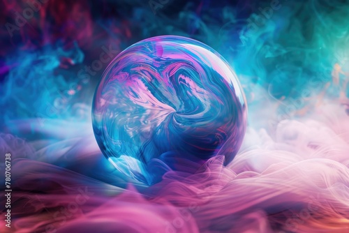 Crystal Ball Dream A foggy crystal ball swirls with vibrant colors, hinting at hidden futures