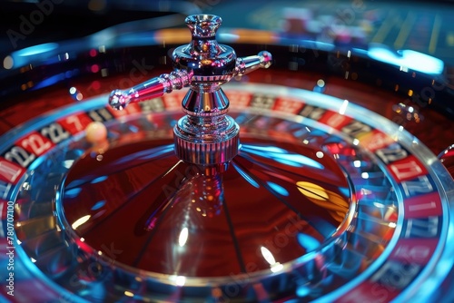 Roulette Wheel Whirl A shiny red ball spins on a roulette wheel