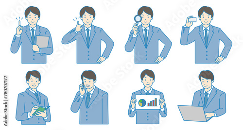 ビジネスマンの様々なシーンのイラスト
