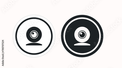 Security Camera Icon Set. Vector isolated rounded illustration set of a security camera