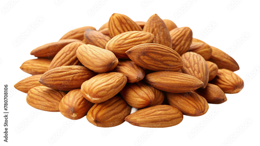Pile of almonds isolated on transparent background Pile of almonds isolated on transparent background
