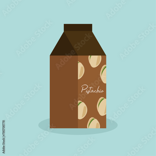 Flat Design Illustration with Milk at Pistachio
