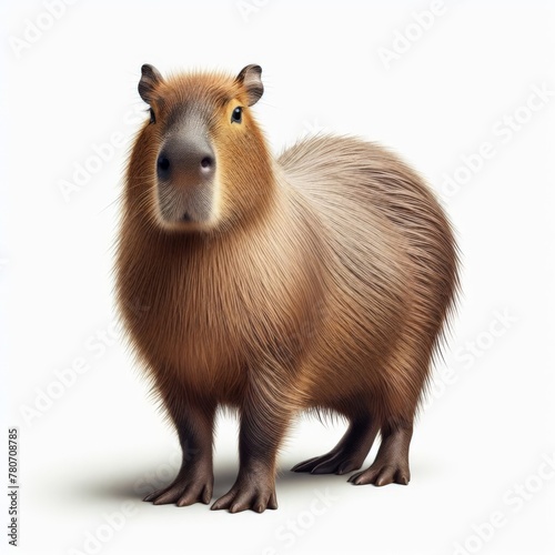 Image of isolated capybara against pure white background, ideal for presentations 