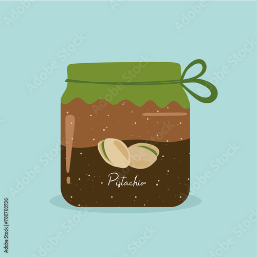 Flat Design Illustration with Jam at Pistachio