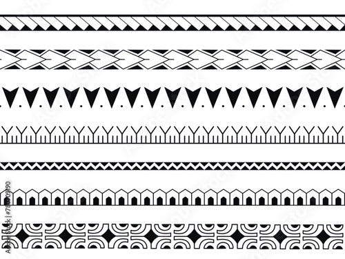 Set of vector ethnic seamless pattern. Ornament bracelet Maori tattoo style. Horizontal pattern. Design for home decor, wrapping paper, fabric, carpet, textile, cover © Irina