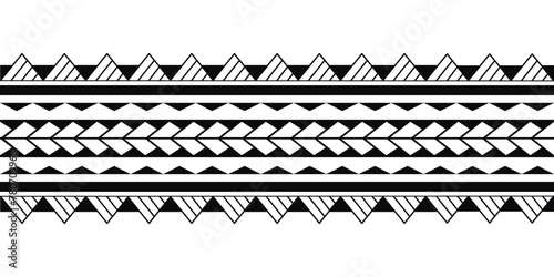 Maori Polynesian tattoo bracelet. Tribal sleeve seamless pattern vector. © Irina