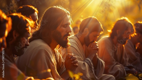 Jesus praying with the disciples