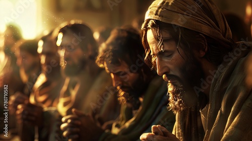 Jesus prays with the disciples