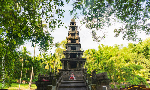 Summer scenery of Meilang Sisters Twin Towers in Chengmai, Hainan, China photo