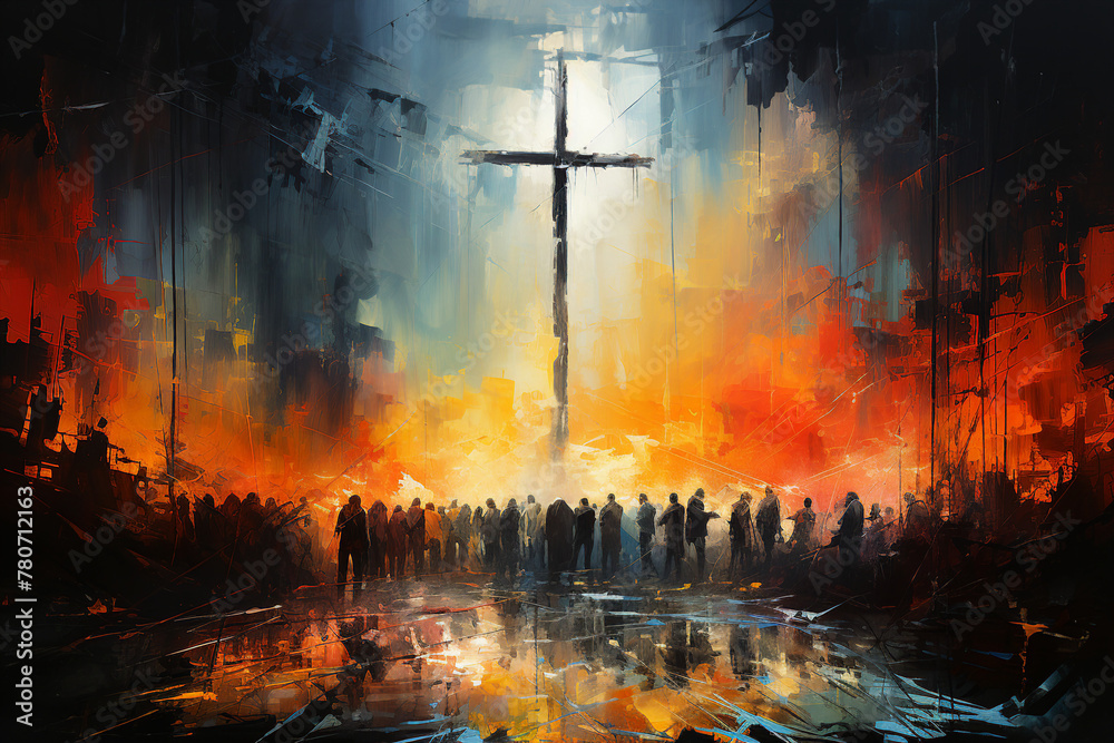 Naklejka premium Photo wallpaper conceptual image made with generative AI of christianity symbol