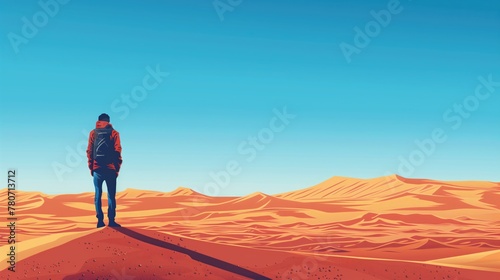 Silhouette of man standing alone in the desert during the day