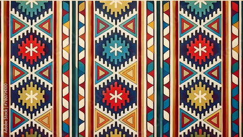 Seamless Ethic Pattern Tribal Motifs Inspired by African and Nomadic Carpets and Rugs. Can be used as background, backdrop, textiles or illustration vector.