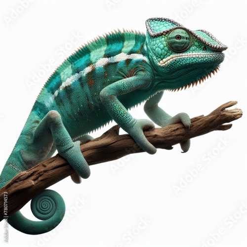 Image of isolated chameleon against pure white background, ideal for presentations  © robfolio