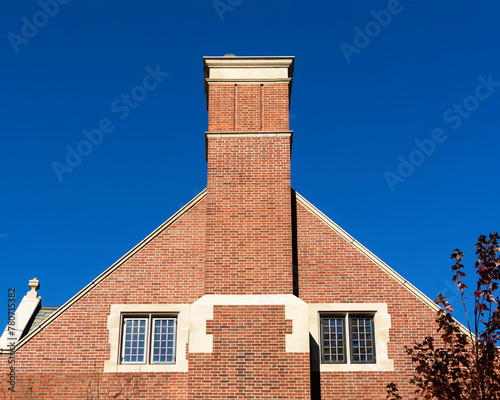 Large chimney of an old brick construction, Boston, MA, USA