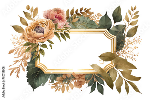 Floral vector frame. Watercolor flower illustration. Celebration background.