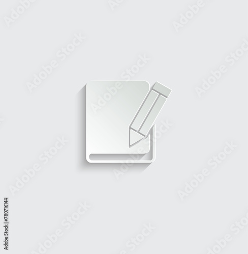 copybook icon vector with pencil 