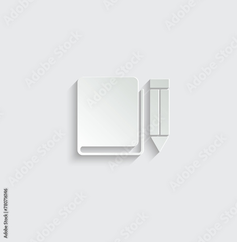 copybook icon vector with pencil 