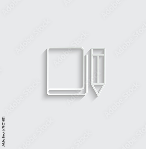 copybook icon vector with pencil 