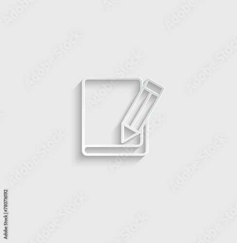 copybook icon vector with pencil 
