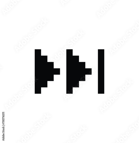 pixel Rewind Forward icon. Vector pixel art 8 bit logo for game